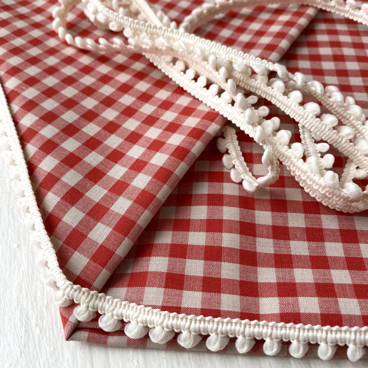Crawford Gingham and Mini Pom Pom - Triangle Scarf Kit - Summer 2022