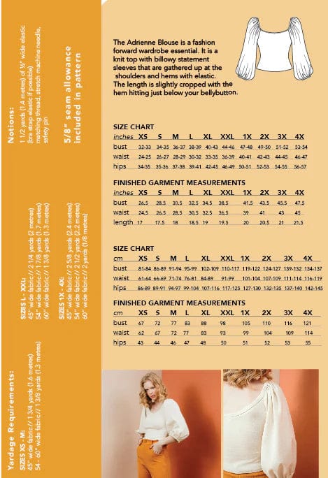 Adrienne Blouse - Friday Pattern Company - Sizes XS-4X