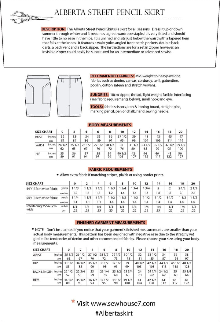 Alberta Street Pencil Skirt, Sew House Seven