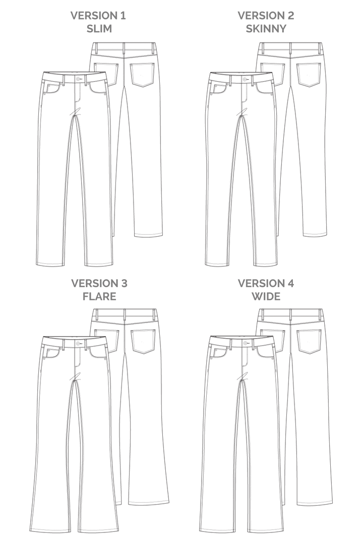 Ash Stretch Jeans - Sizes 0-20 - Megan Nielsen