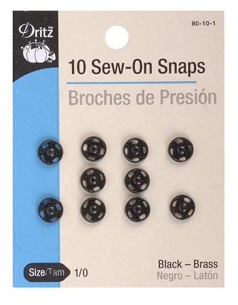 Black Sew-On Snap, Size 1