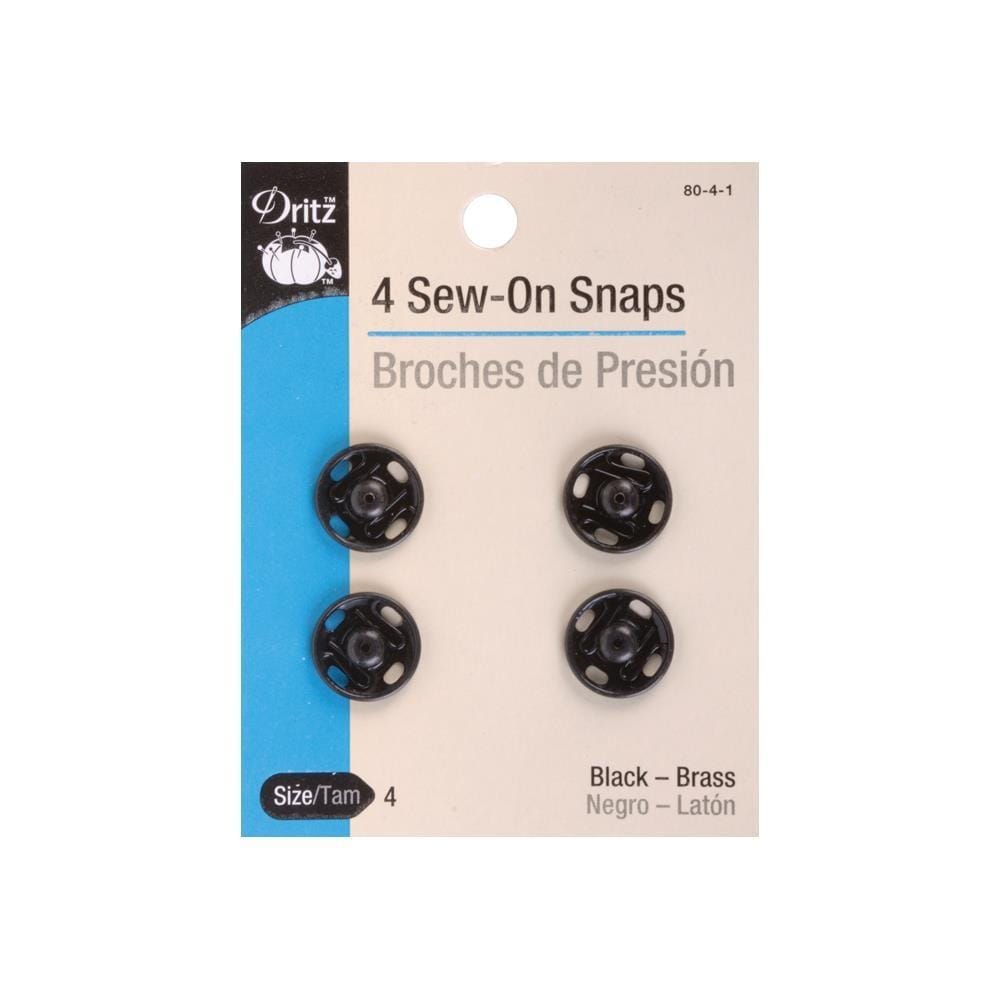 Black Sew-On Snaps, Size 4