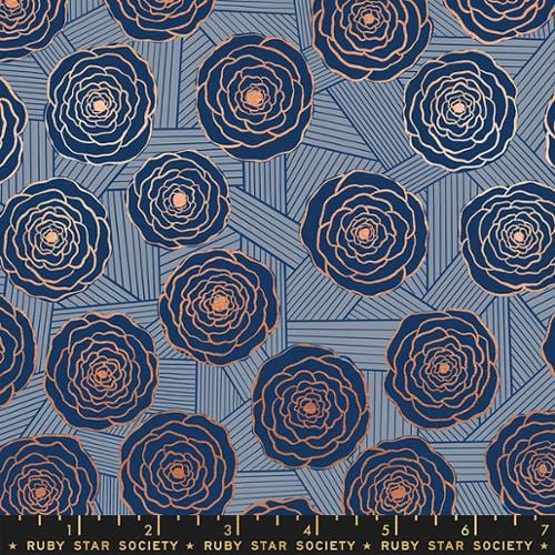 Bunch of Roses in Navy Metallic - Floradora - Jen Hewett for RSS