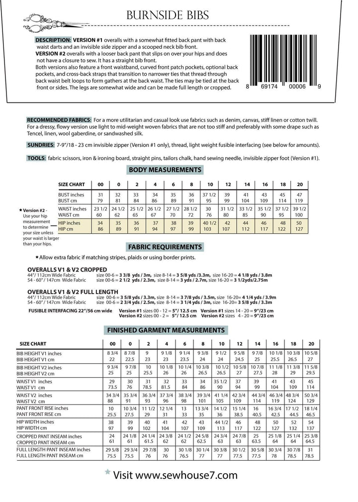 Burnside Bibs, Sew House Seven