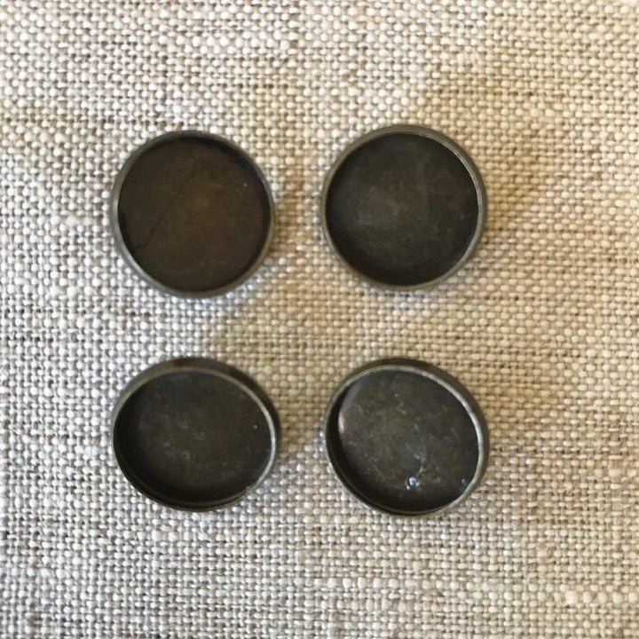 Button Bezel, Round, in Antique Bronze, 14mm Tray, 4 Pieces