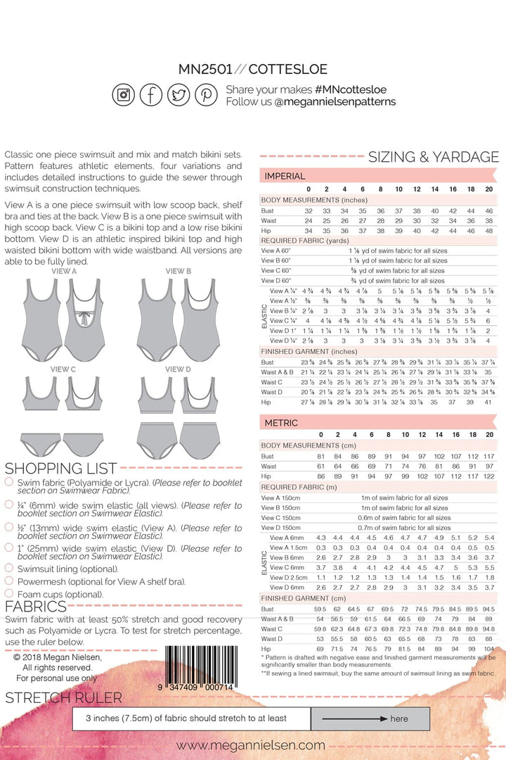 Cottesloe Swimsuit - Sizes 0-20 - Megan Nielsen