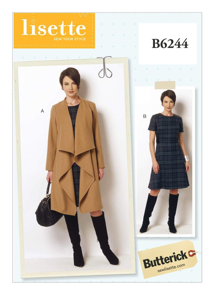 Draped Collar Coat and Dress, Larger Sizes, Lisette for Butterick B6244