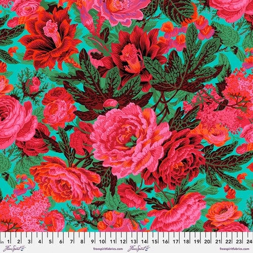 Floral Burst in Maroon - Kaffe Fassett Collective