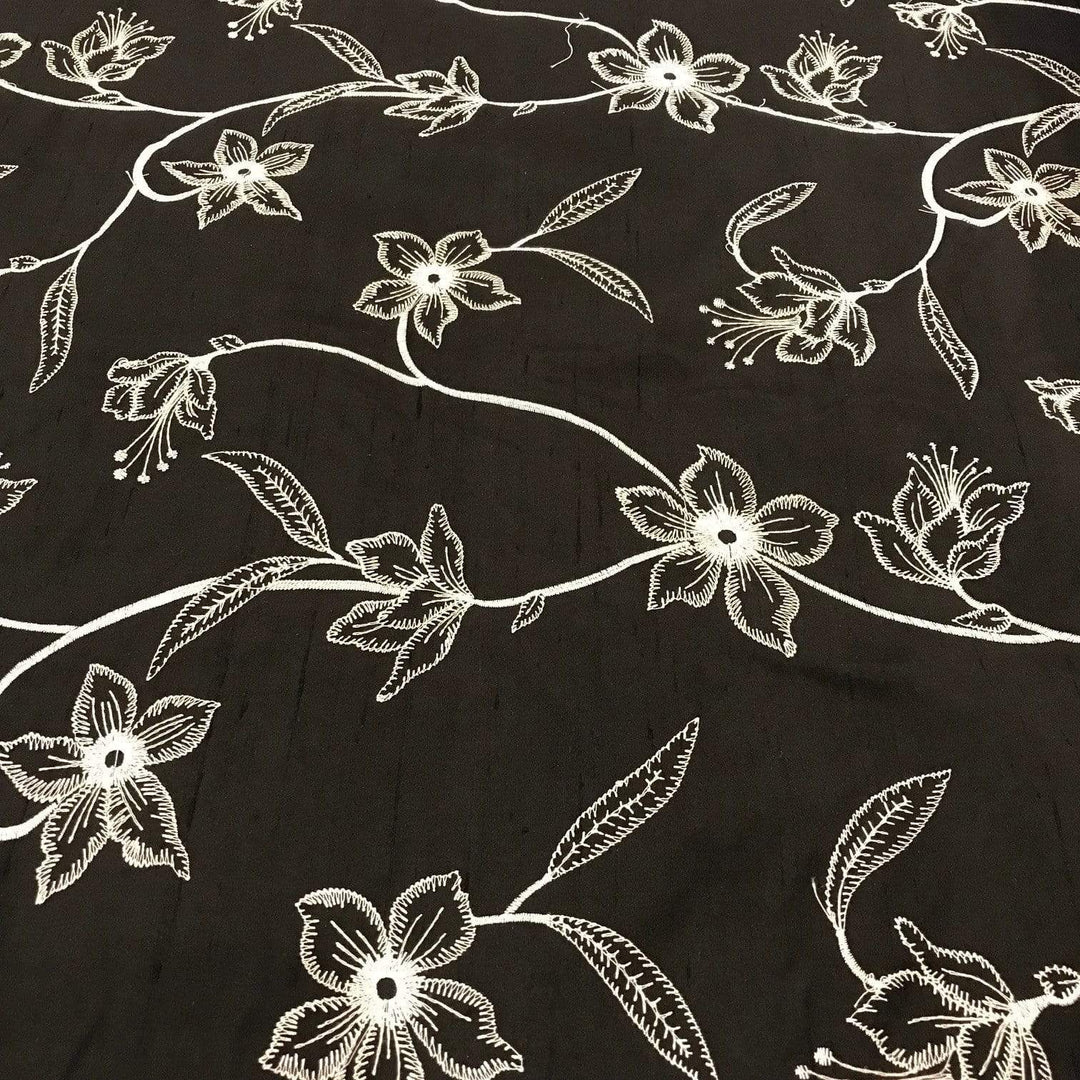 Floral Embroidery Shantung Silk by Silk Crafts