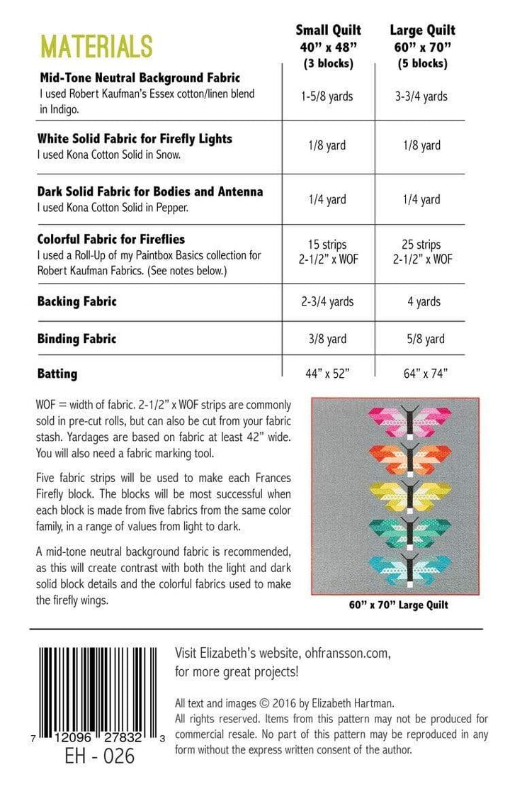 Frances Firefly, Elizabeth Hartman