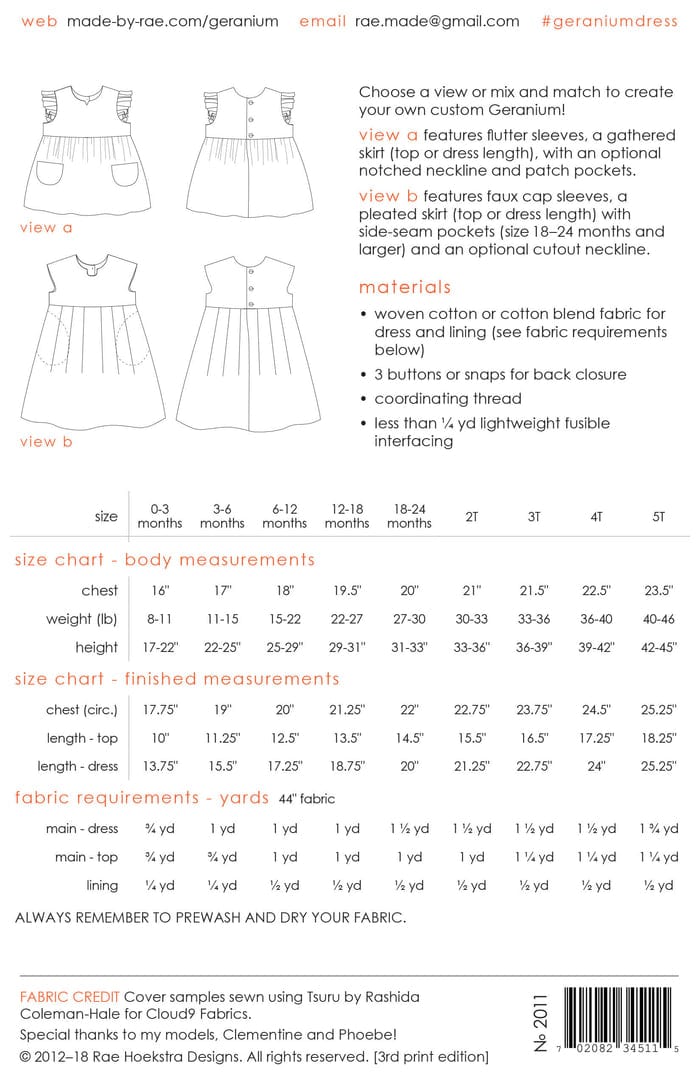 Geranium Dress and Top - Sizes 0 - 5T - Made by Rae