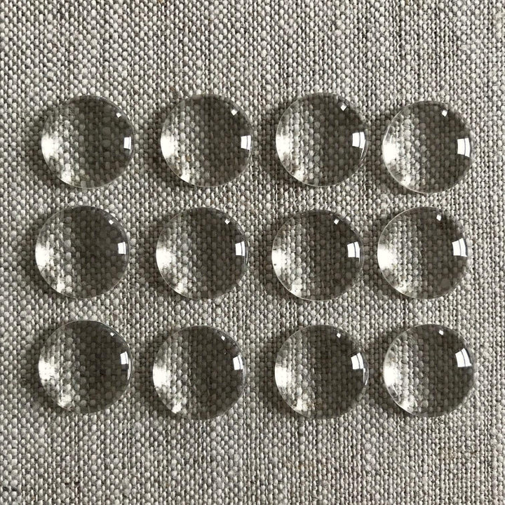 Glass Cabochons, 14mm Round, Twelve Pieces