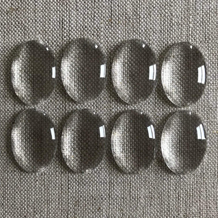 Glass Cabochons, 18mm x 25mm Oval, Eight Pieces