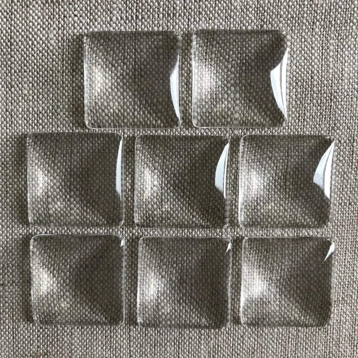 Glass Cabochons, 25mm Square, Eight Pieces