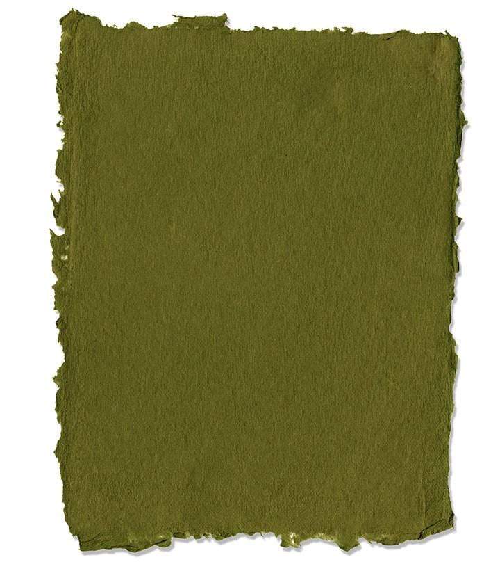 Handmade Deckle Edge Pastel Paper in Moss Green