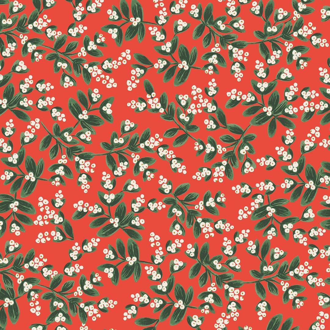 Holiday Classics - Mistletoe on Metallic Red - Rifle Paper Co.