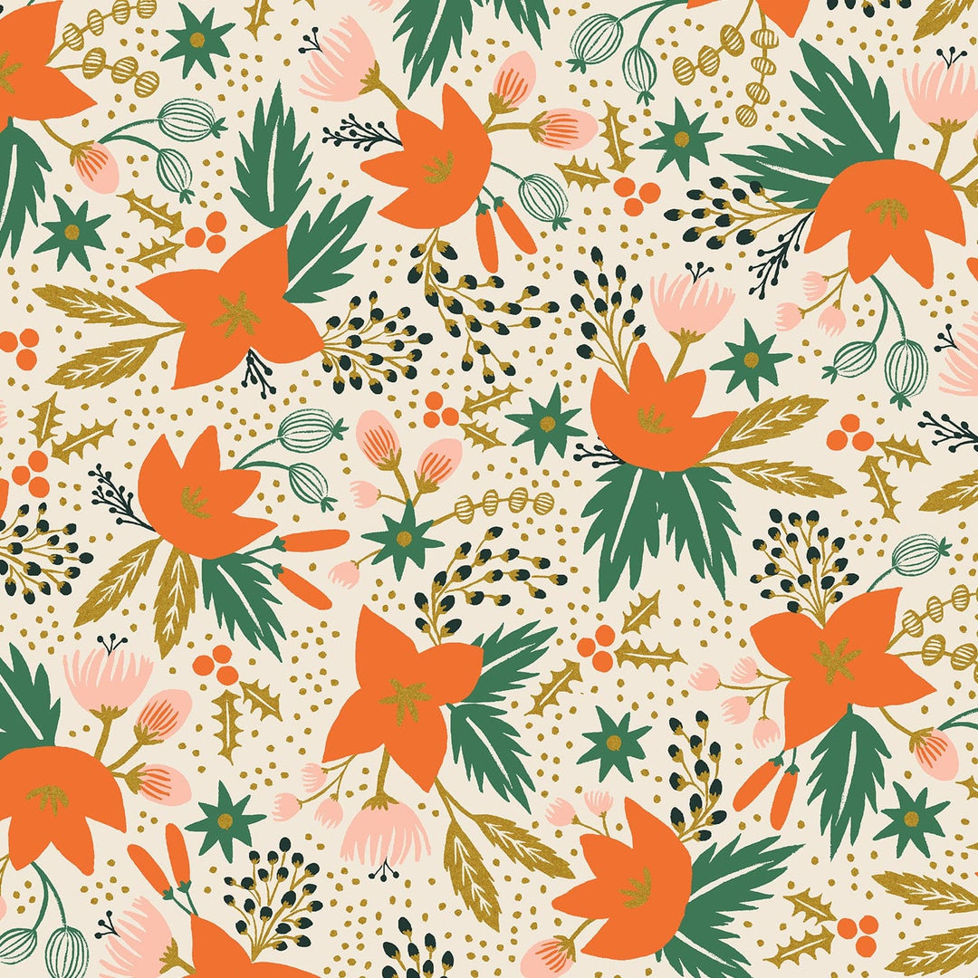 Holiday Classics - Poinsettia on Metallic Cream - Rifle Paper Co.