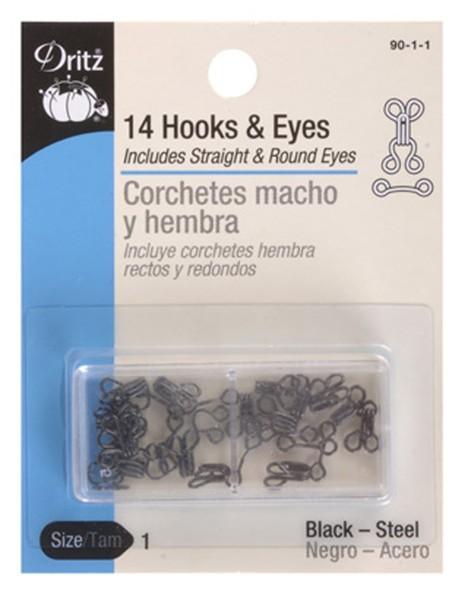 Hooks & Eyes Blac, Size 3