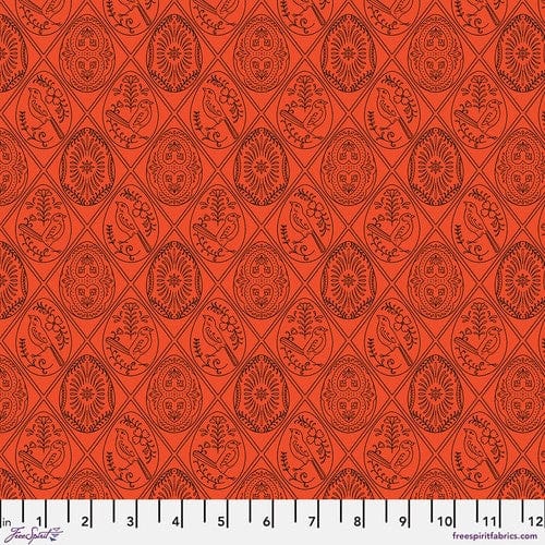 Line Wycinanki in Vermillion - Birds of a Feather by Rachel Hauer - Freespirit