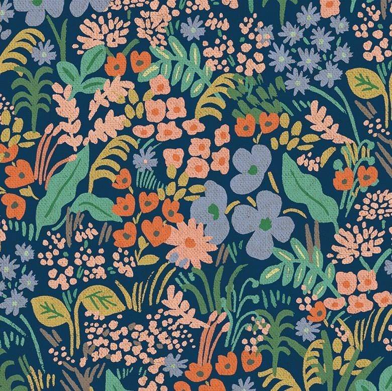 Meadow in Blue - Linen Cotton Canvas Project Cut - 22" x 26"