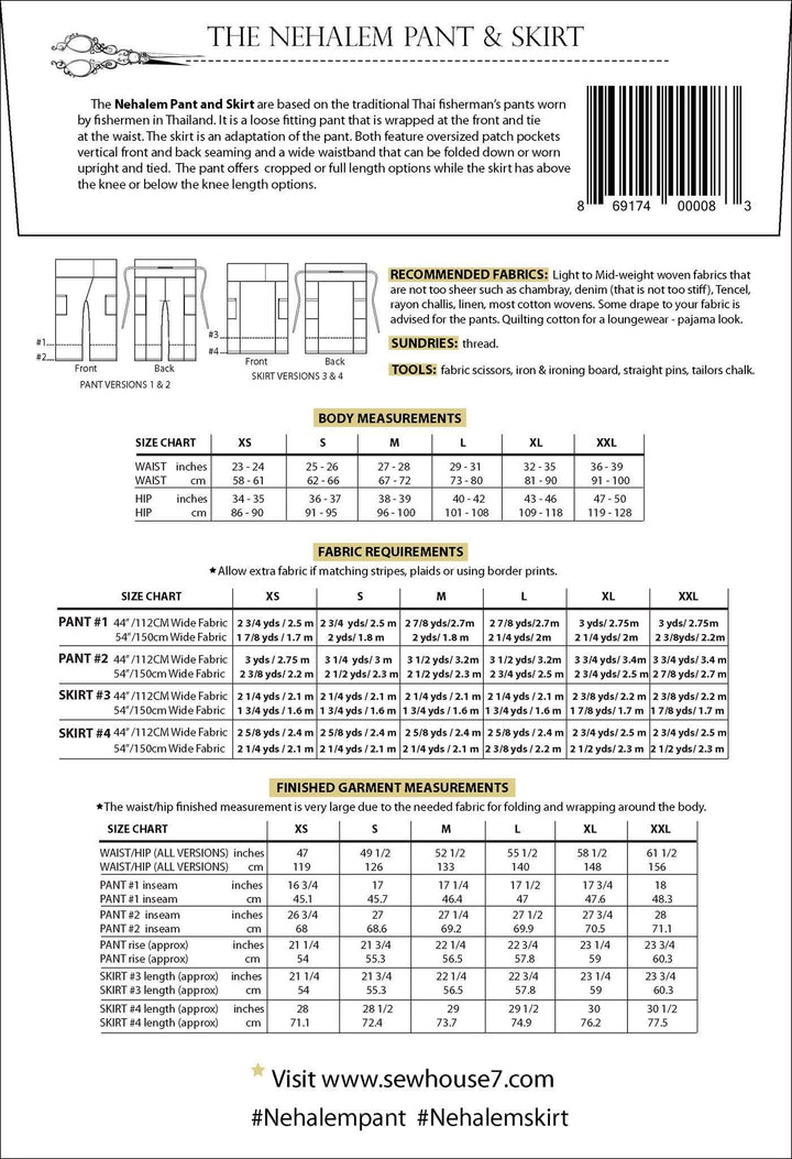 Nehalem Pant and Skirt, Sew House Seven