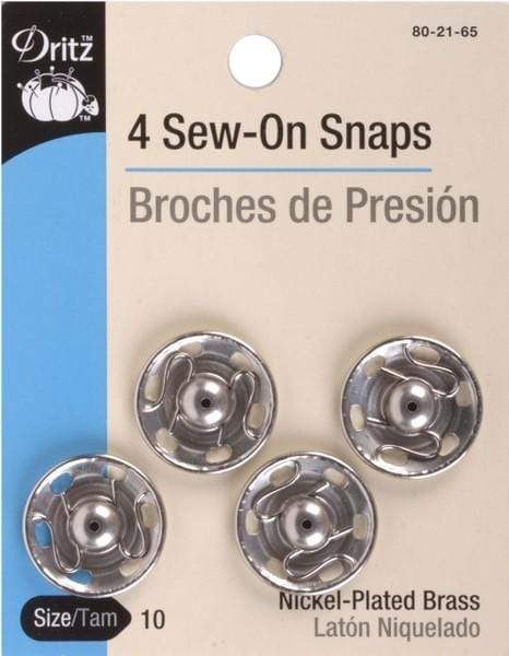 Nickel Sew-On snaps, Size 10