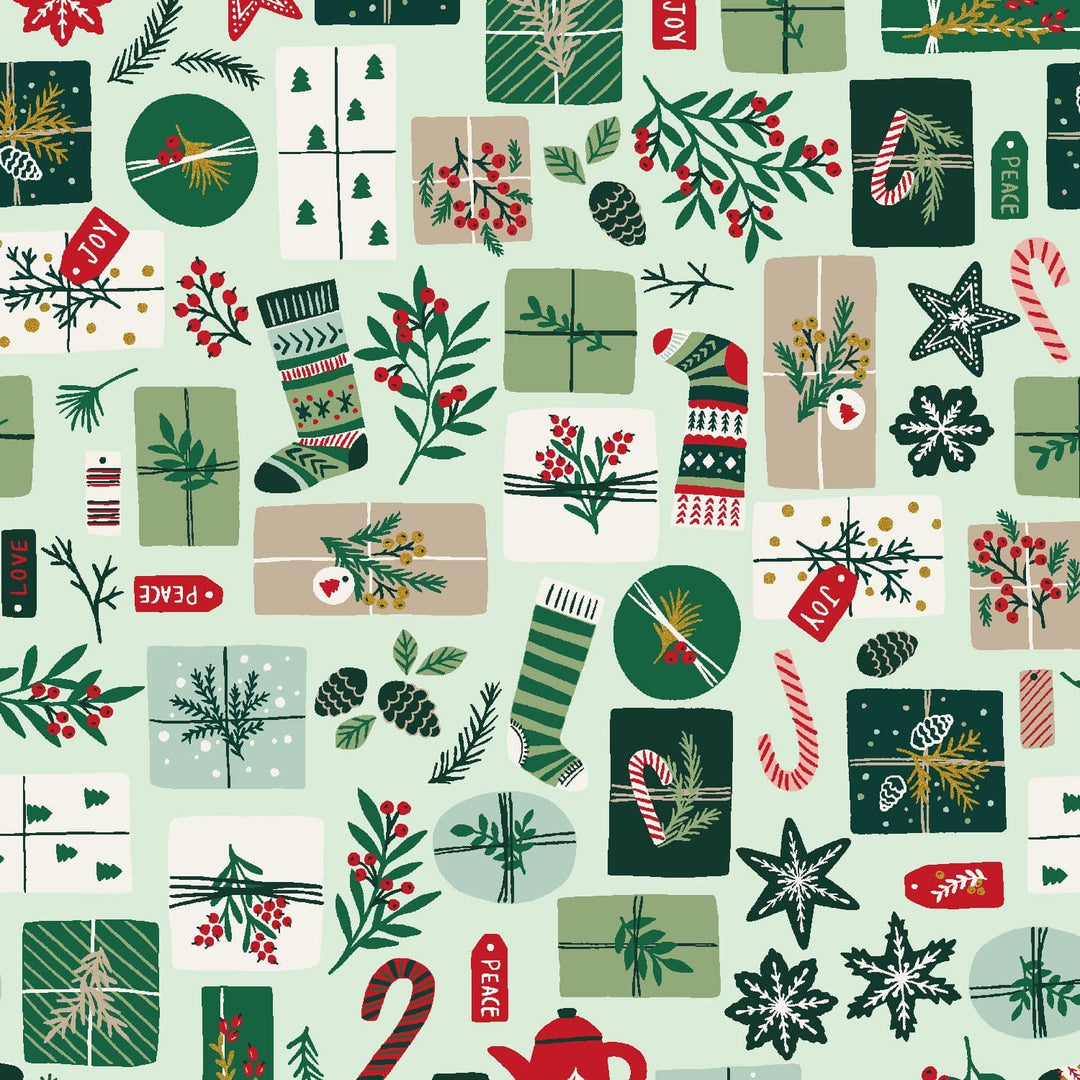 Opening Presents on Mint Green Metallic - Merry Memories Collection