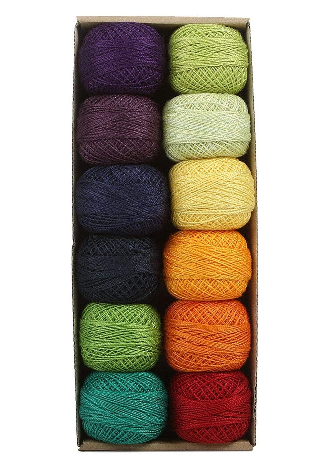 Rainbow Dark ~ Size 12 Valdani Pearl Cotton Set of Twelve 109 Yard Balls