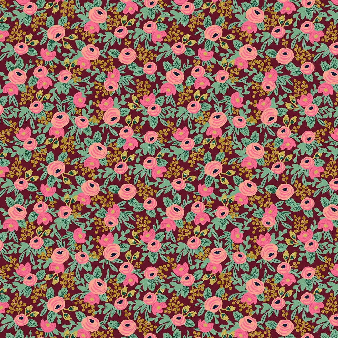 Rosa in Burgundy Metallic ~ Garden Party by Rifle Paper Co.