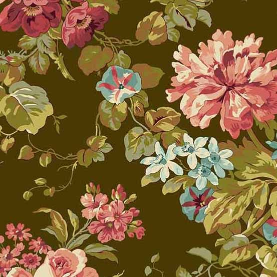 Rose Garden in Peat Moss - Primrose - Laundry Basket Quilts for Andover