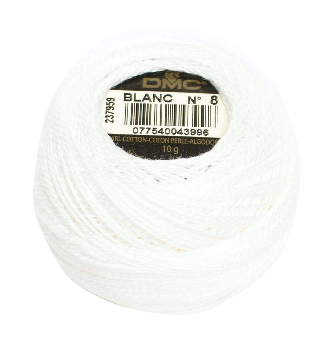 Size 8 Pearl Cotton Ball in Blanc