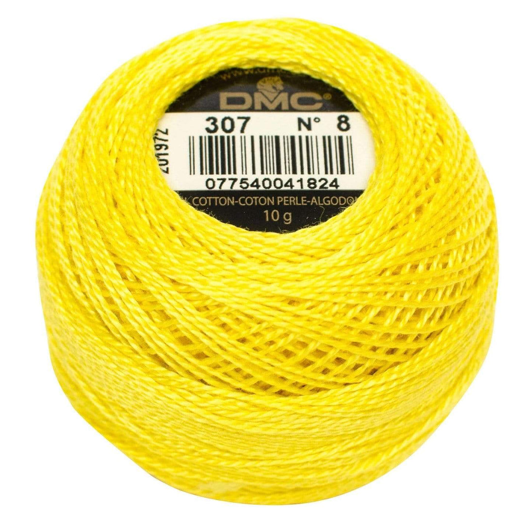 Size 8 Pearl Cotton Ball in Color 307 ~ Lemon
