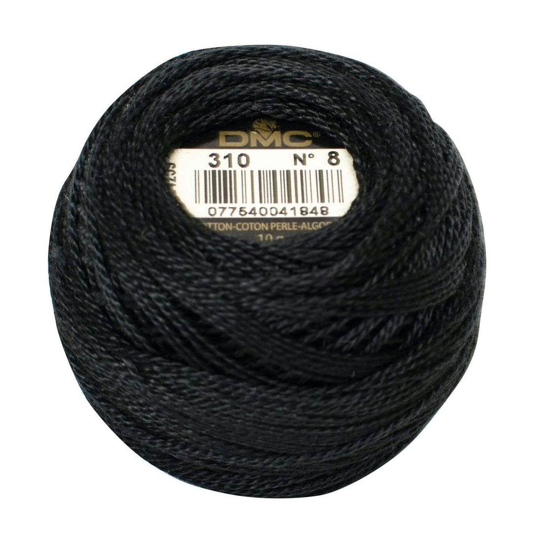 Size 8 Pearl Cotton Ball in Color 310 ~ Black