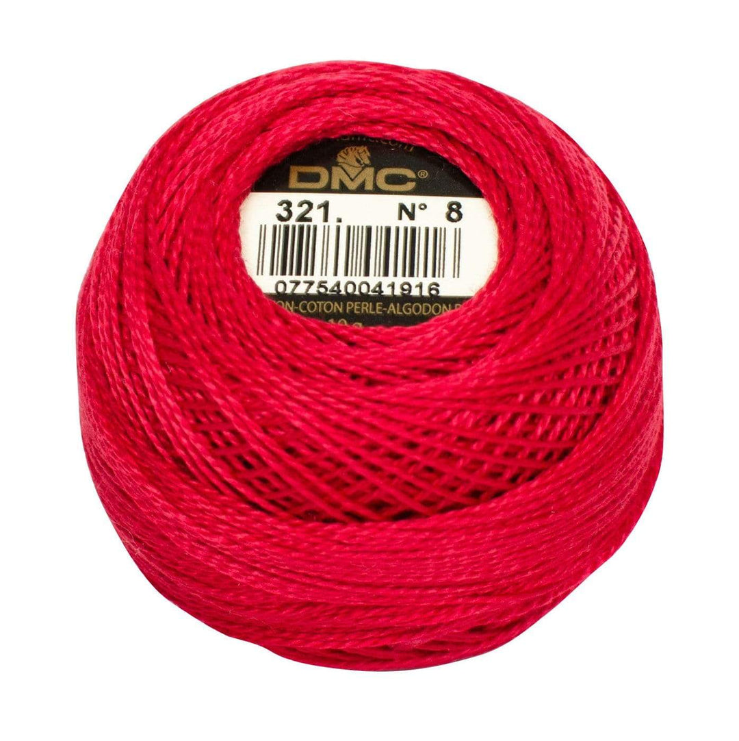 Size 8 Pearl Cotton Ball in Color 321 ~ Red