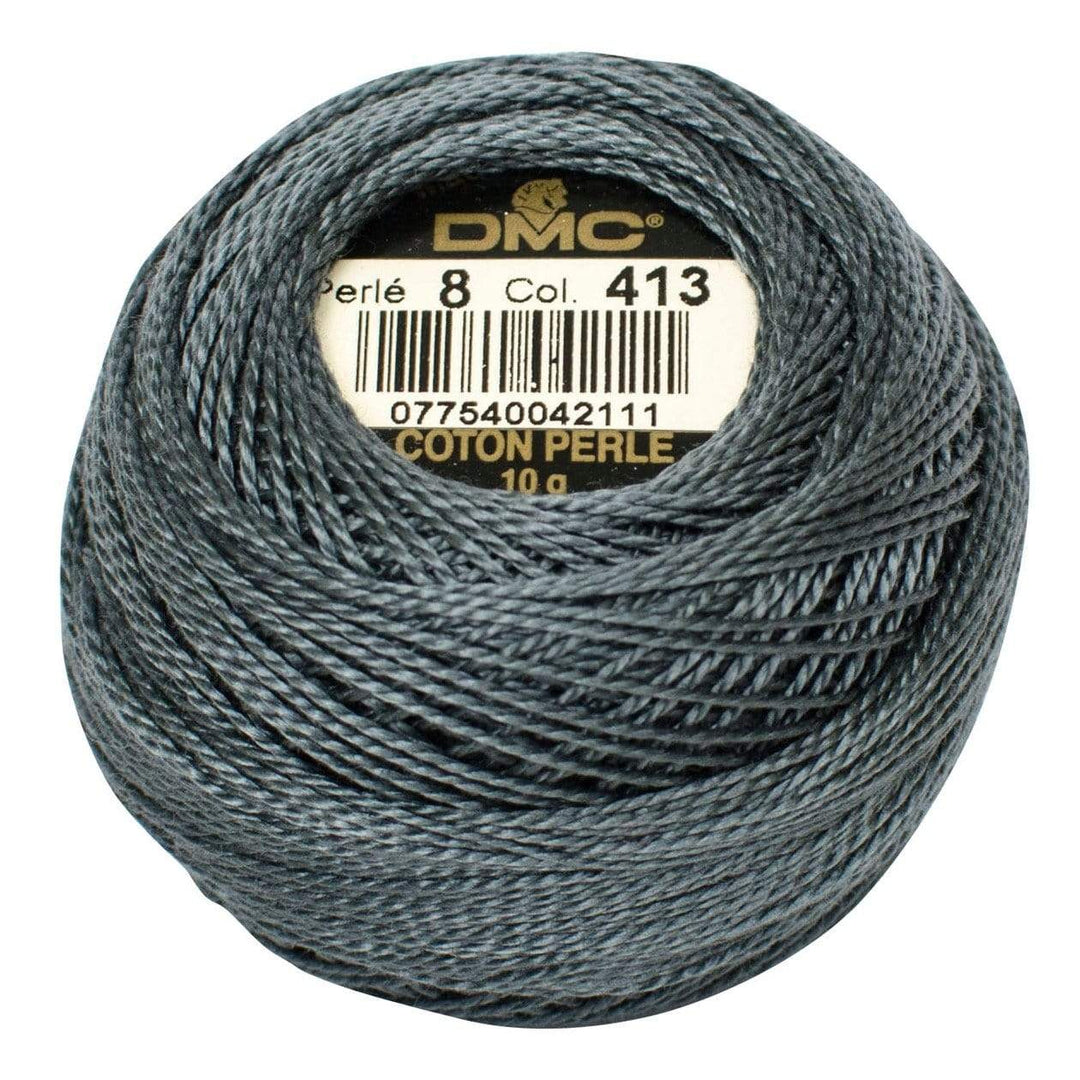 Size 8 Pearl Cotton Ball in Color 413 ~ Dark Pewter Grey