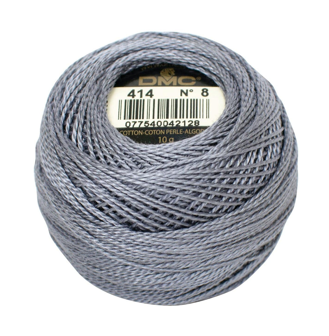 Size 8 Pearl Cotton Ball in Color 414 ~ Dark Steel Grey