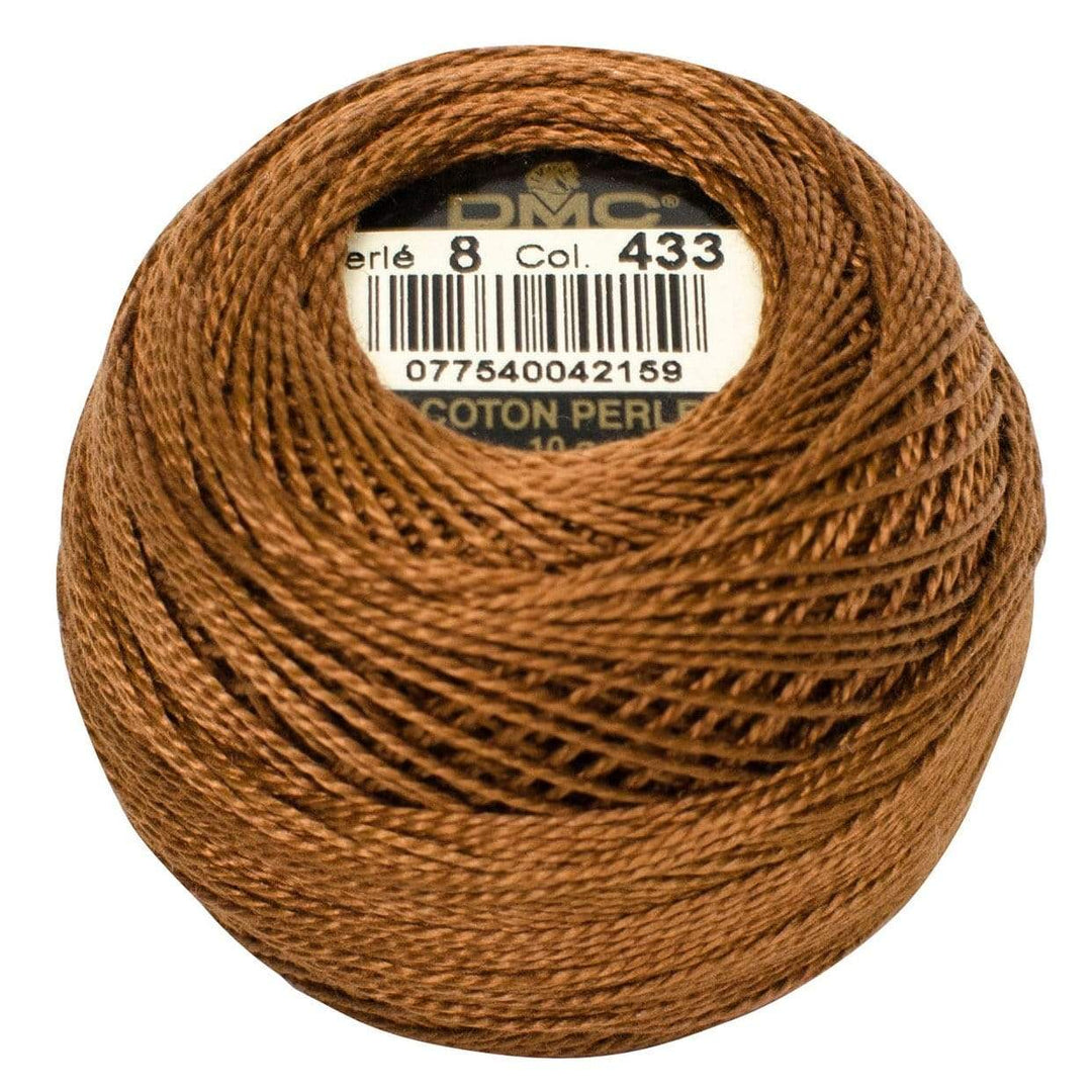 Size 8 Pearl Cotton Ball in Color 433 ~ Medium Brown