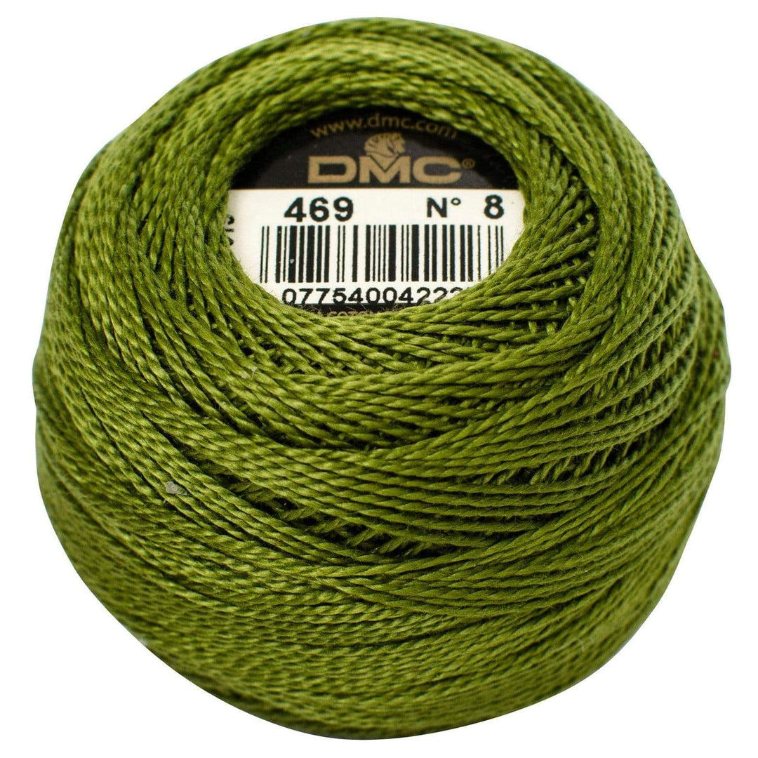 Size 8 Pearl Cotton Ball in Color 469 ~ Avocado Green