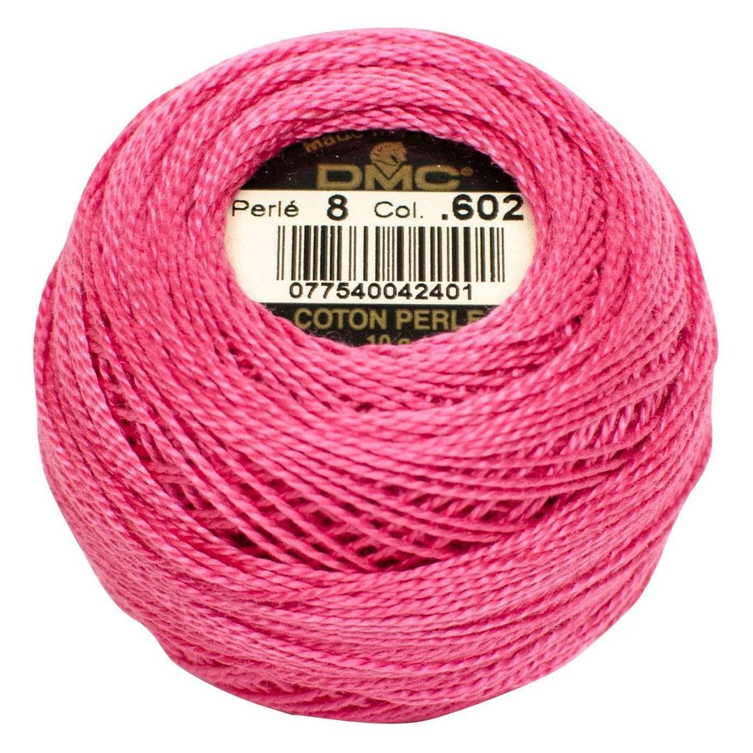 Size 8 Pearl Cotton Ball in Color 602 ~ Medium Cranberry