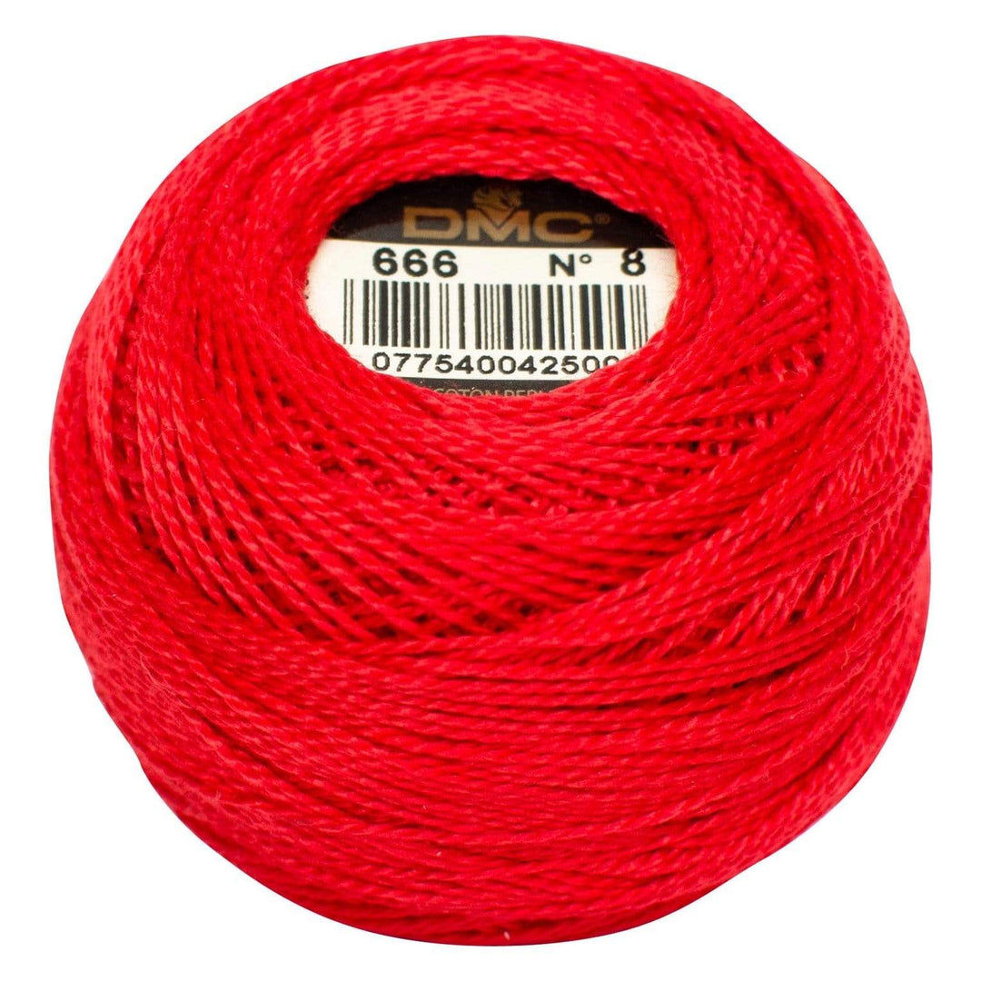 Size 8 Pearl Cotton Ball in Color 666 ~ Bright Red