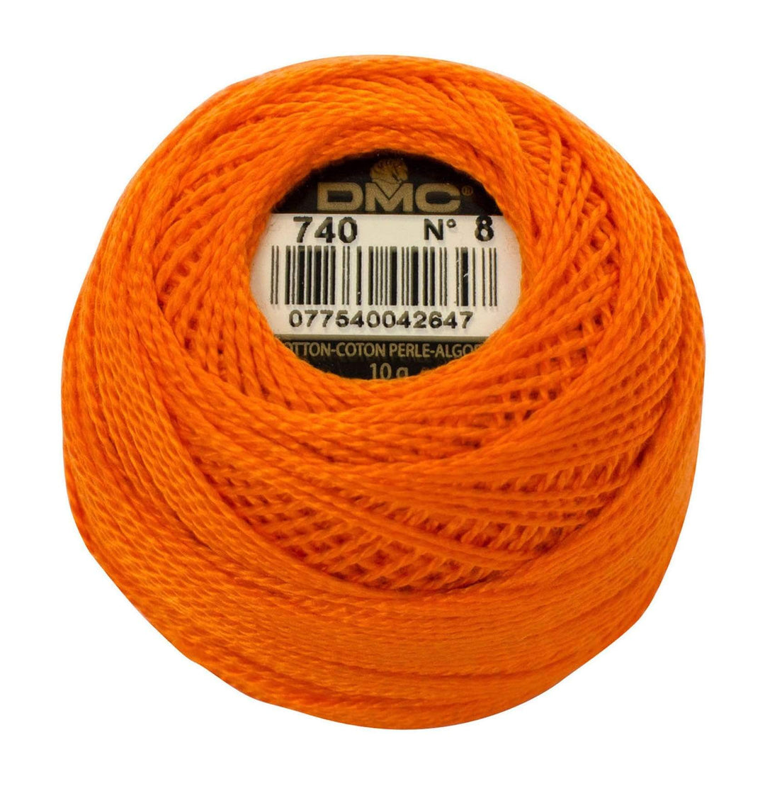 Size 8 Pearl Cotton Ball in Color 740 ~ Tangerine