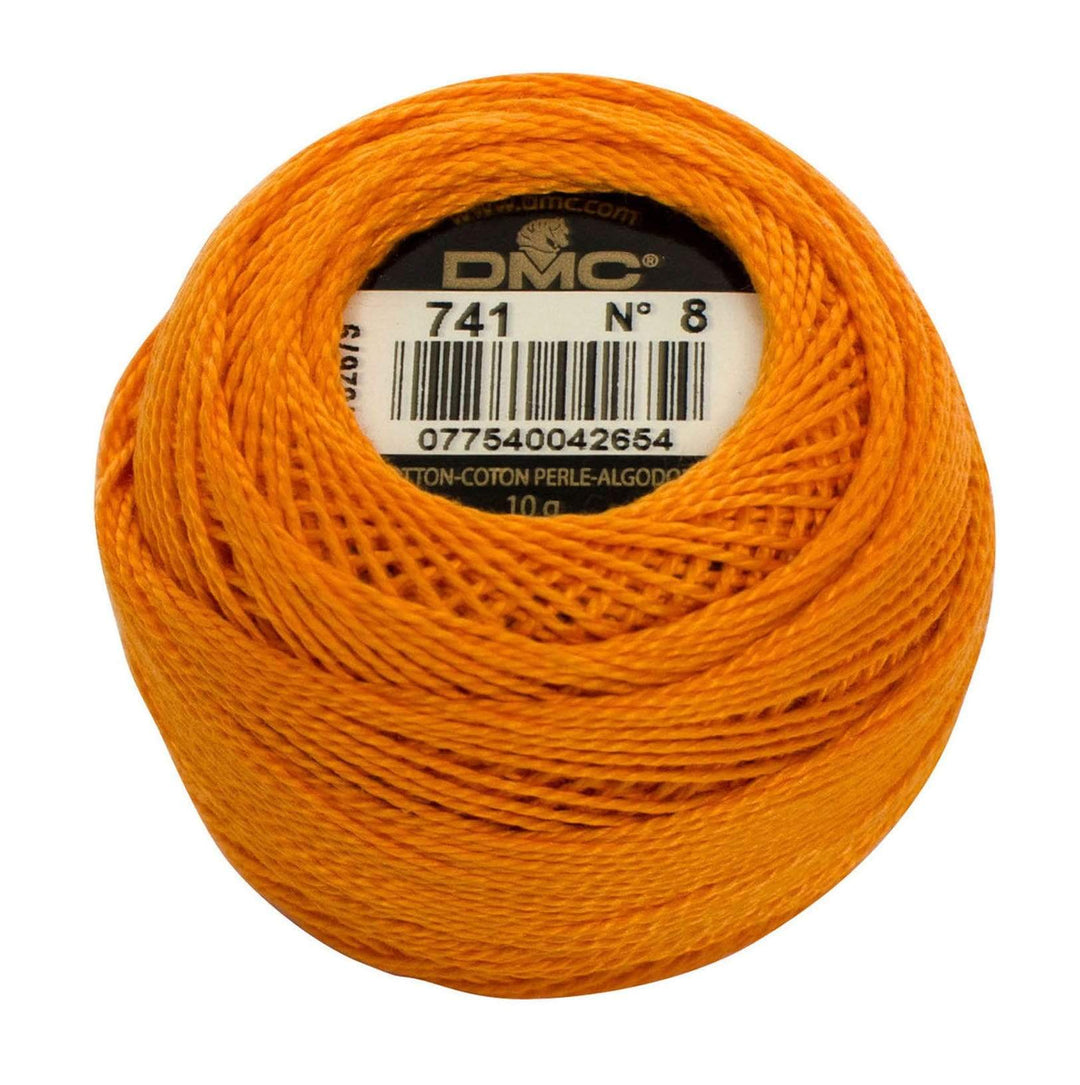 Size 8 Pearl Cotton Ball in Color 741 ~ Medium Tangerine