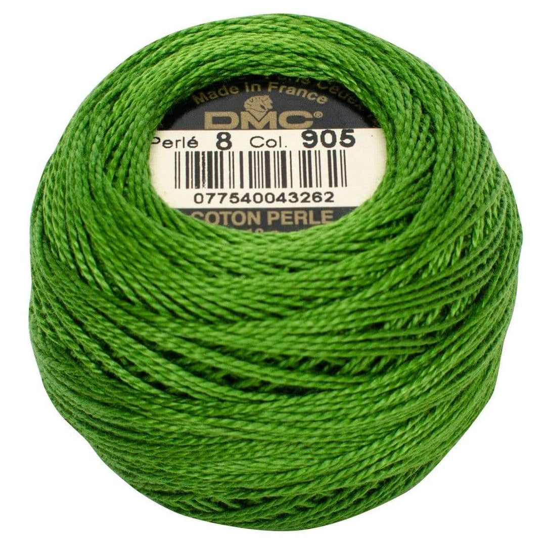 Size 8 Pearl Cotton Ball in Color 905 ~ Dark Parrot Green