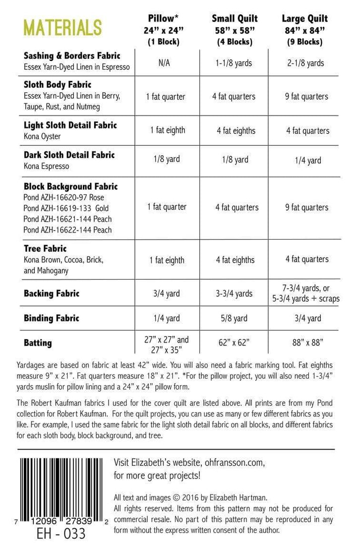 Sleepy Sloth, Elizabeth Hartman