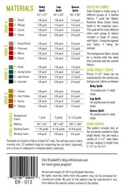 Solar Eclipse, Elizabeth Hartman, Quilt Pattern