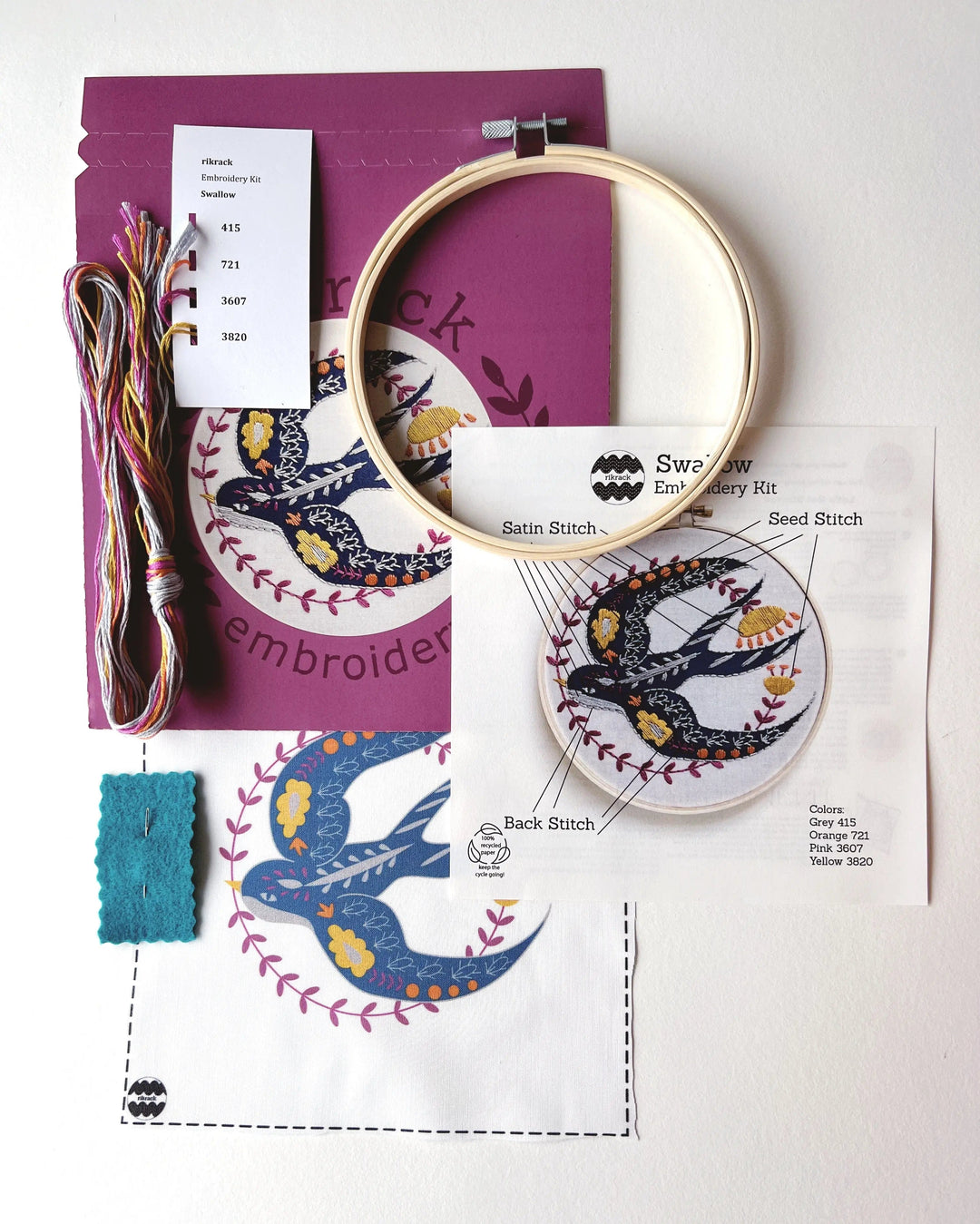 Swallow - Embroidery Kit - Rikrack