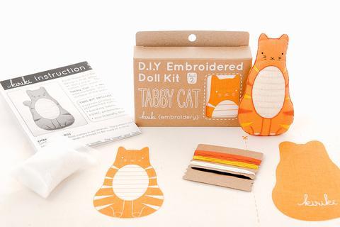 Tabby Cat Embroidery Kit from Kiriki