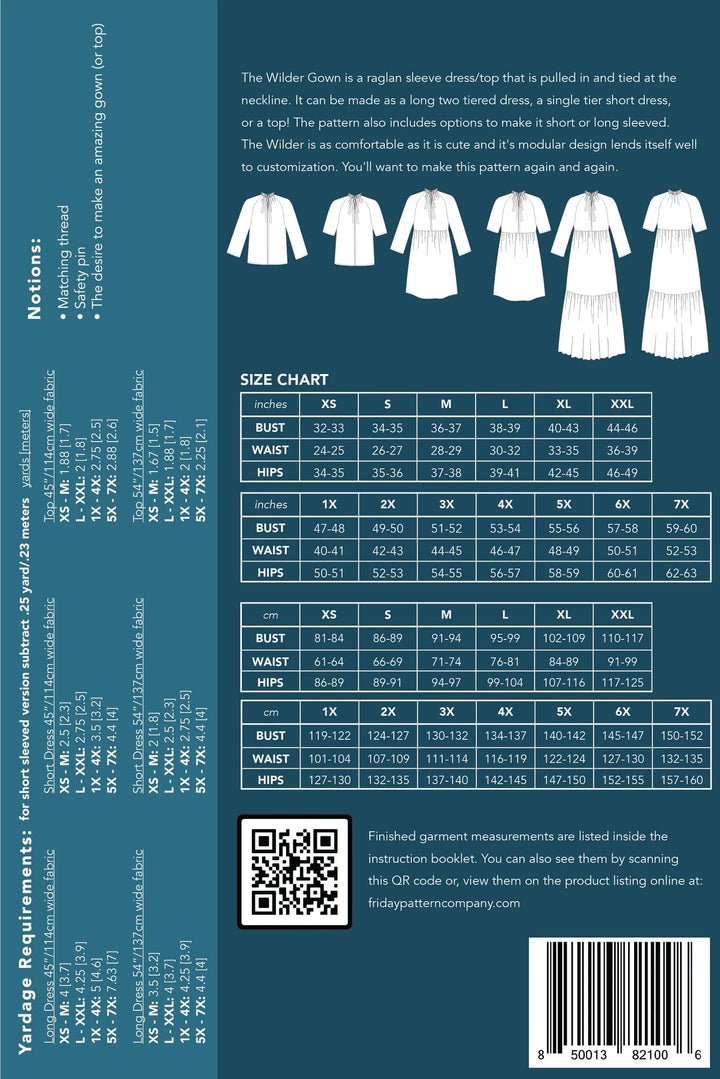 The Wilder Gown - Friday Pattern Company - Sizes XS-7X