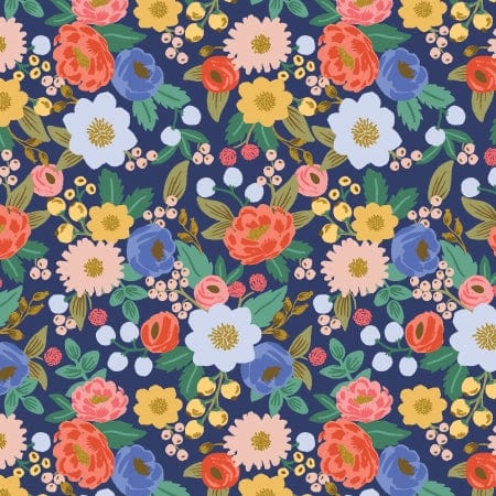 Vintage Blossom in Blue Metallic - Vintage Garen by Rifle Paper Co.