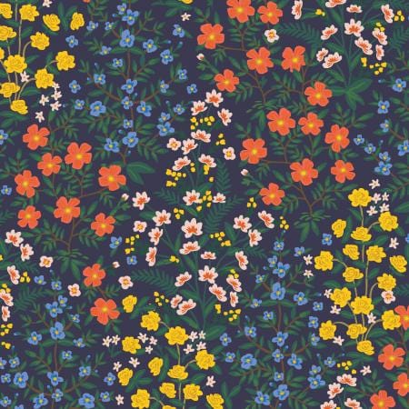 Wildwood Garden in Navy - Linen Cotton Canvas Project Cut - 22" x 26"